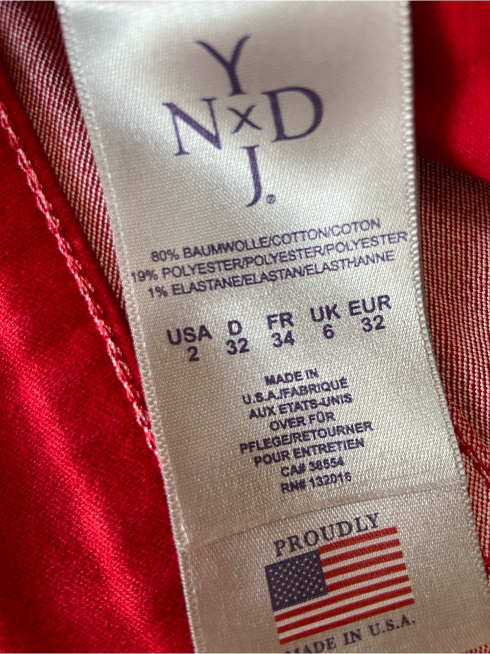NYDJ  Mid Rise ALINA Legging Stretch Red Jeans Size 2 - Picture 10 of 10